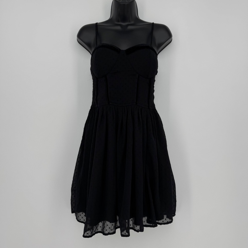 Band of the Free Black Swiss Dot Corset Mini Dress NWT Size M
